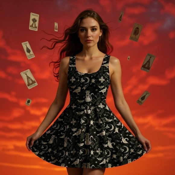 Gothic Mystic Cat Dress - Picture 4 of 10